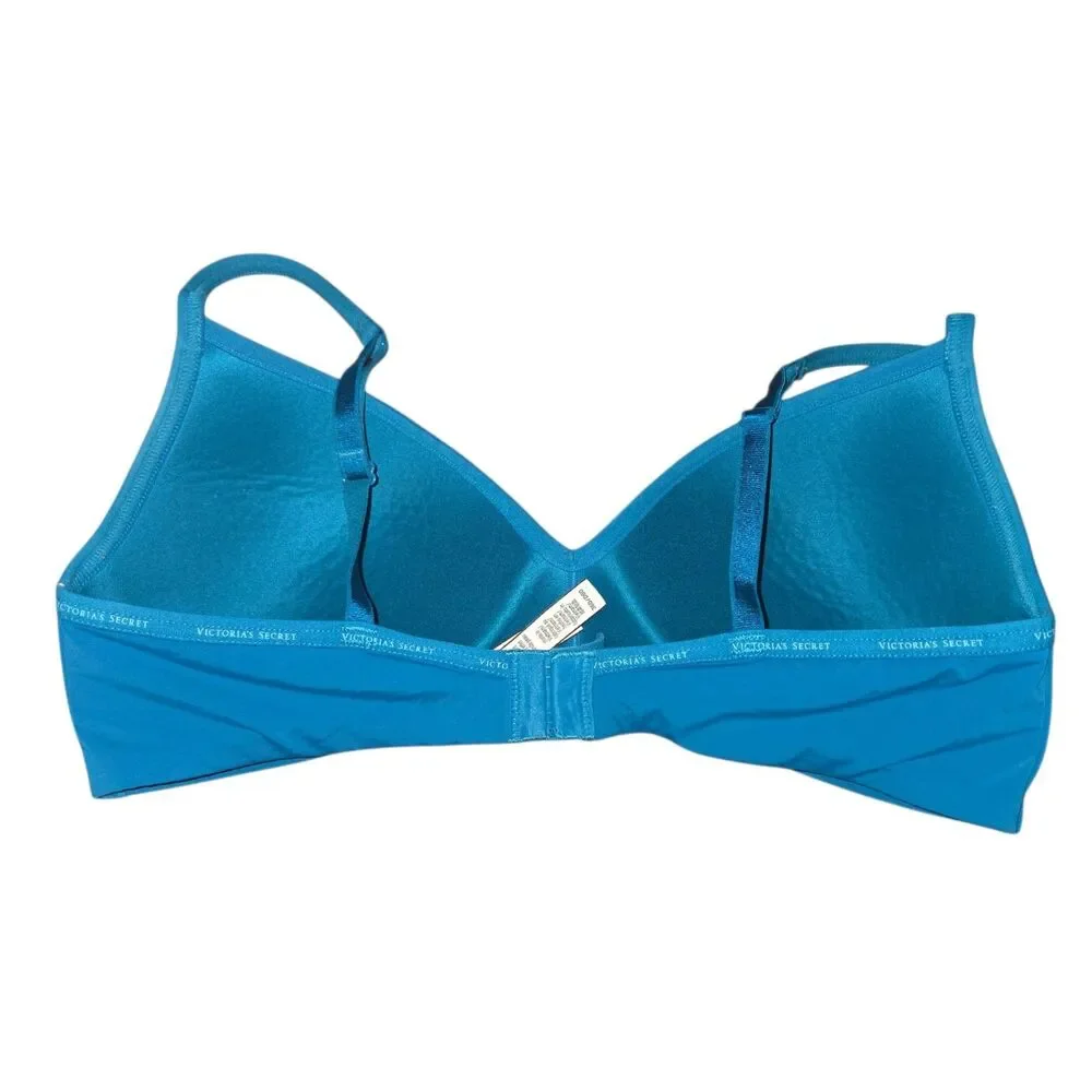 Victoria's Secret T-Shirt Lightly Lined Wireless Bra Blue 36D Comfort Crealean